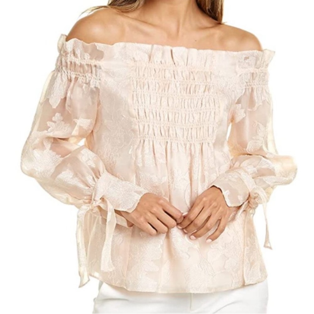Rebecca Taylor Shimmer Floral Organza Fil Coupé Top Parfait pink | 4